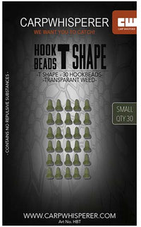 Perles pour hameçon - Forme en T - Vert algue - 30 pièces