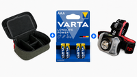 Lampe frontale + Étui technique + Piles - Offre d'été