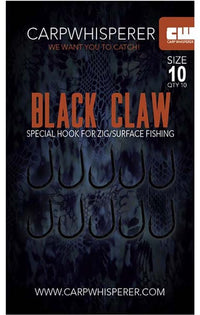 Carp Whisperer Claw Hook - Black - Special Zig Hook - Size 10 - KarperCentrale