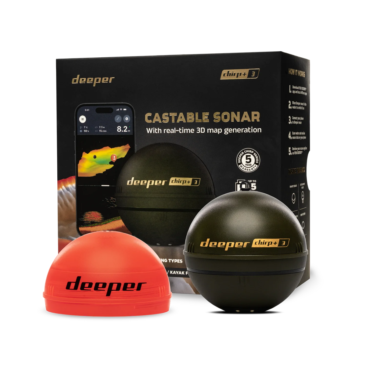 Deeper Chirp+ 3 - Smart Sonar - Draadloos - 3 Beam - Fish Finder - KarperCentrale