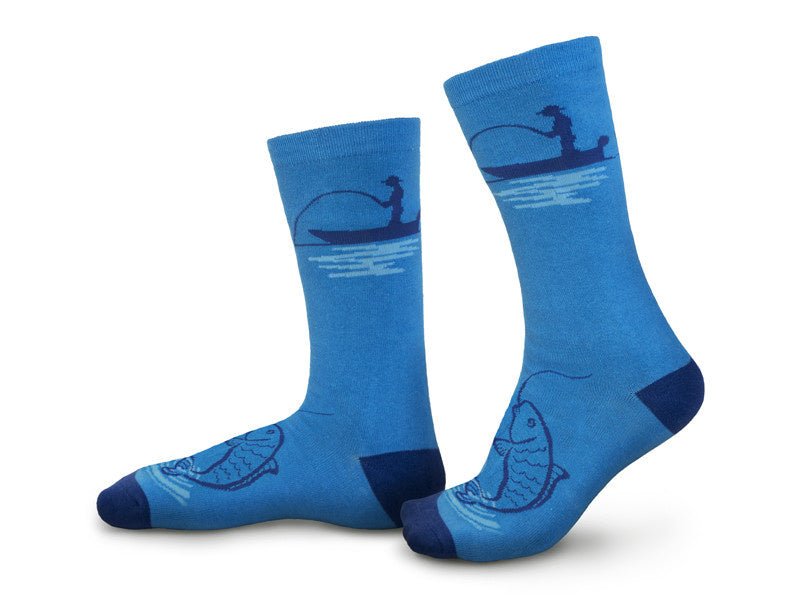 Happy Fishing - Chaussettes - Confortables - Taille 41-46 - bleu