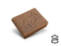 Portefeuille en cuir - Design Carpe - Cuir brun foncé