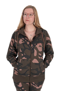 Sweat à capuche zippé camouflage femme
